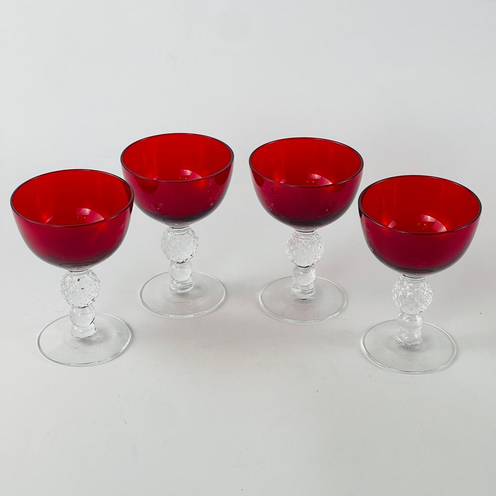 3 oz. Morgantown Red Golf Ball Glass 4 1/8” Set of 4